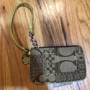Coach wristlet with green/yellow accent